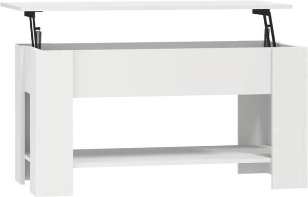 vidaXL Couchtisch Weiß mit Lift-up-Top aus Holzwerkstoff, B/T/H: 101 x 49 x 52 cm