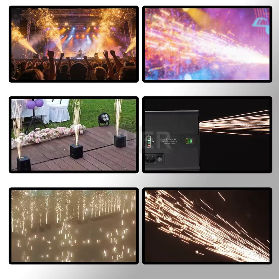 YUER Cold Spark Akku-Kaltfunkenmaschine mit Fernbedienung und DMX-Steuerung für DJ-Equipment und Bühnenlichteffekte bei Hochzeiten und Events - Bild 3