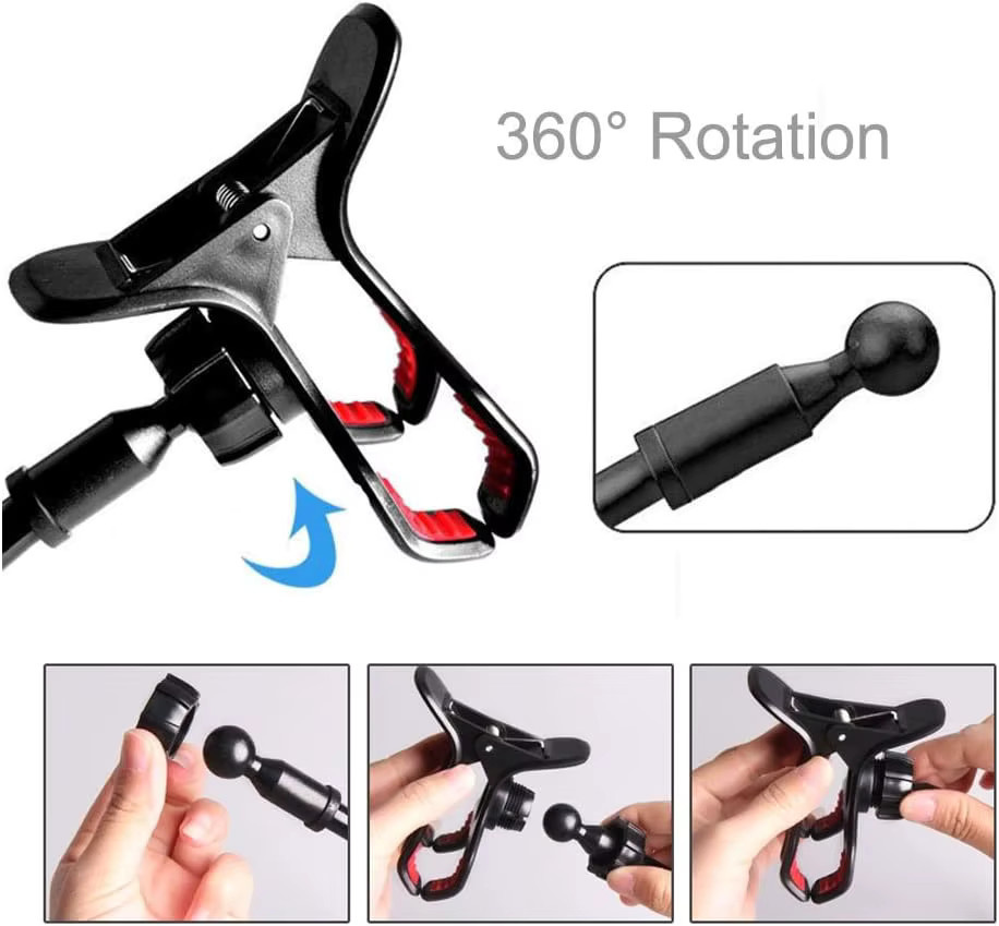 GOT-TOG Handyhalter Smartphone-Ständer mit 360-Grad-Drehung und flexiblem, winkelverstellbarem Arm, rutschfest, in Schwarz oder Weiß - Bild 3