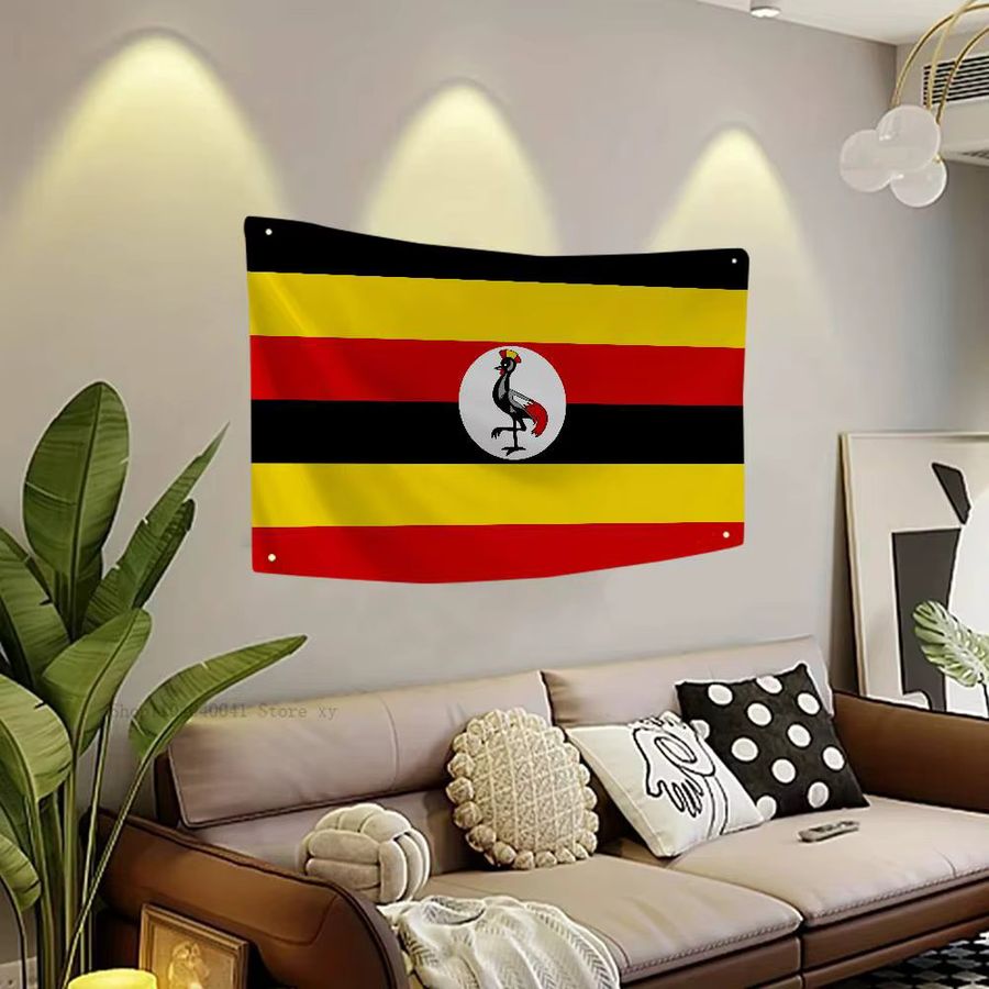 Uganda-Flagge als Banner aus Polyester mit Ösen für Outdoor-Dekoration und Raumästhetik, Multicolor - Bild 6