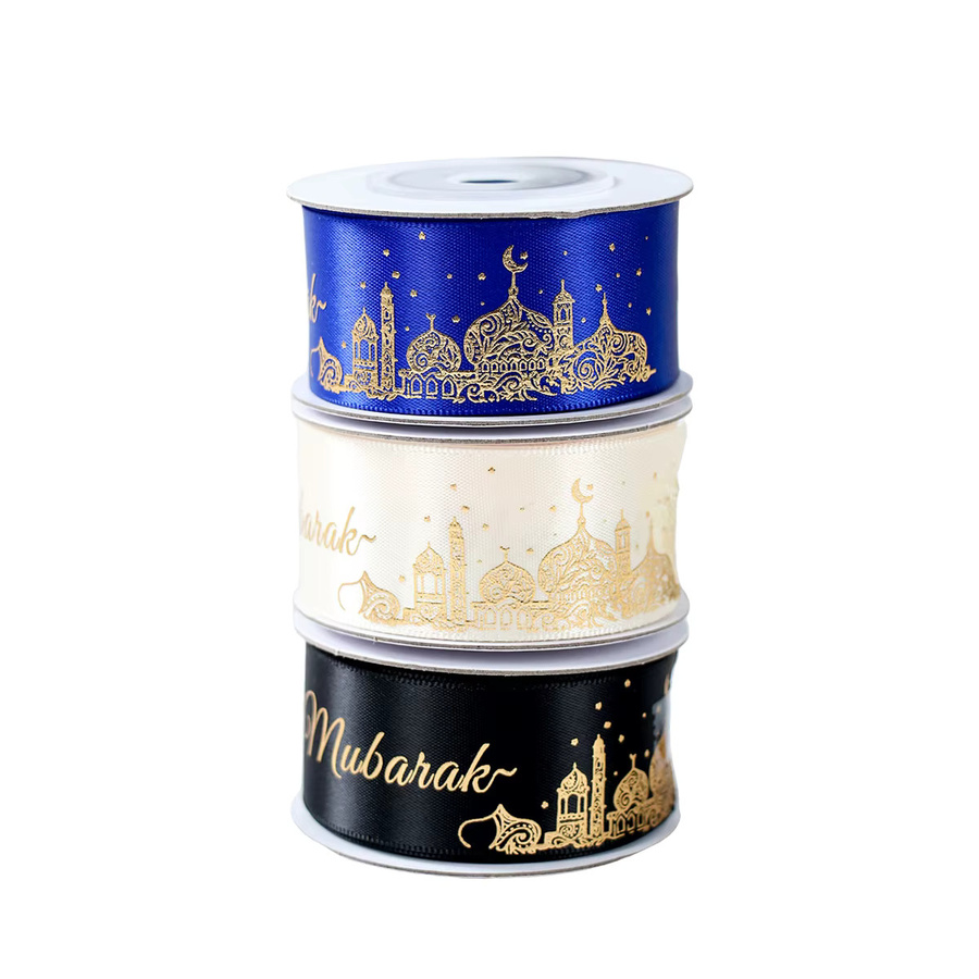 Goldenes Druckroller-Band für Eid Mubarak Festival Verpackungen, Breite: 2,5 cm, Länge: 4,57 m - Bild 3