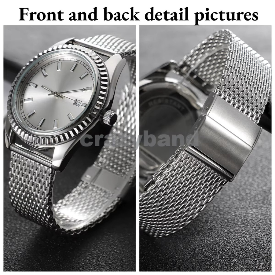 crazyband Uhrenarmband Milanese, Edelstahl, Silber, Unisex - Bild 3