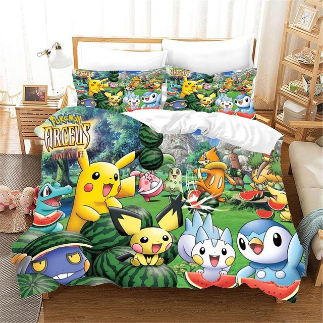 Paslu Pokémon Bettwäscheset mit Ash Ketchum und Pikachu, 3-teilig, Multicolor, B/H: 140 x 210 cm - Bild 1