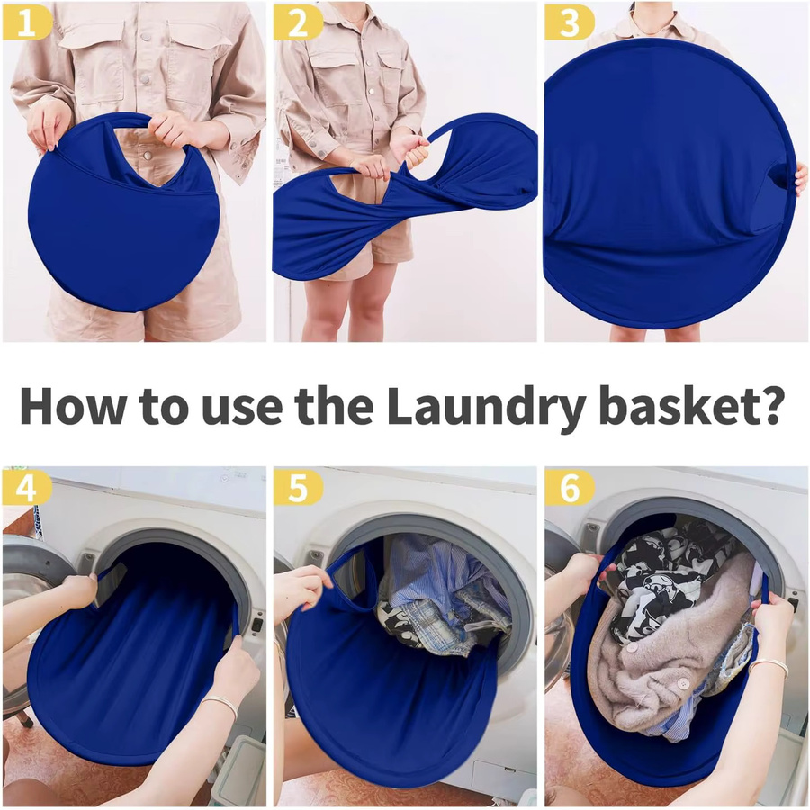 Faltbarer Wäschekorb aus Stoff in Pink oder Blau, zusammenklappbarer Pop-Up Wäschekorb für schmutzige Kleidung - Bild 4