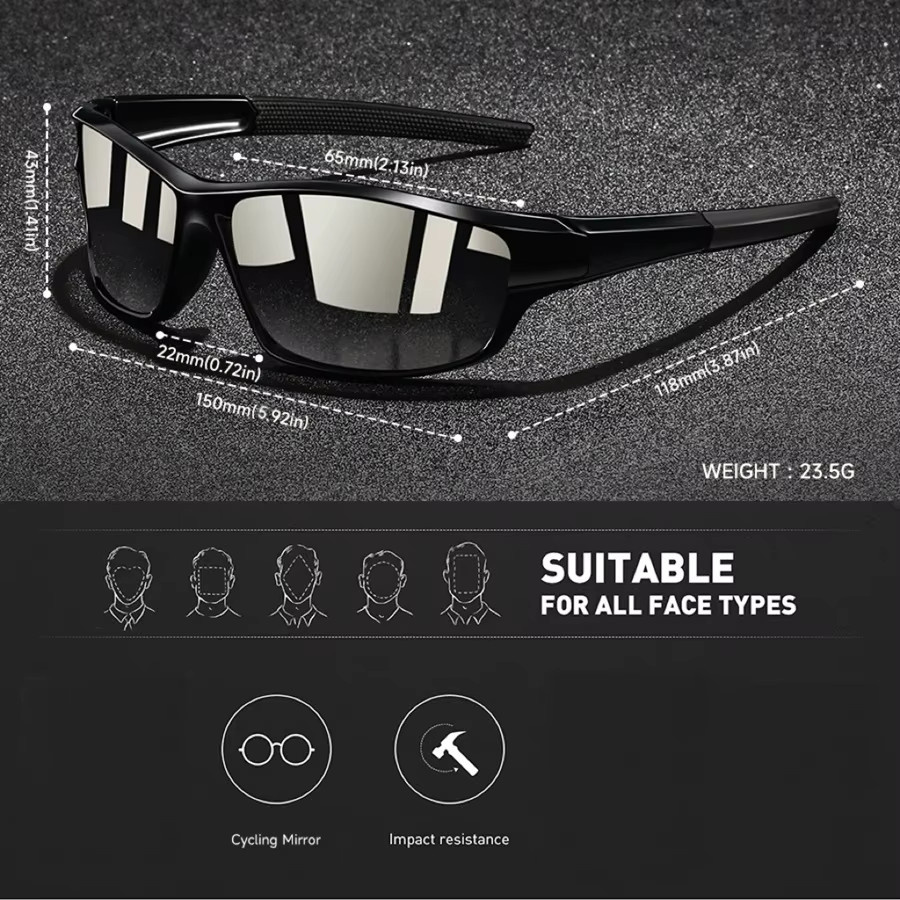 Sportsonnenbrille Vintage, Vollrand, Kunststoff, Unisex - Bild 2