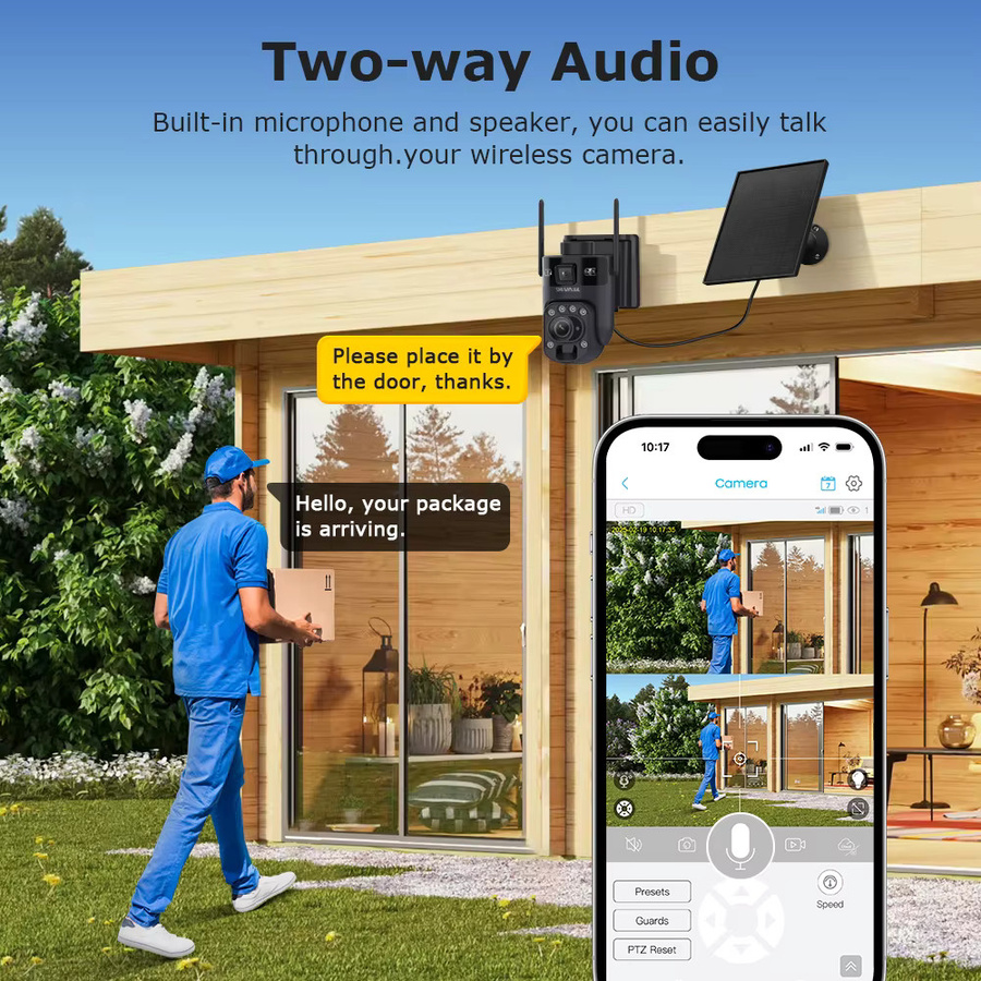 SHIWOJIA Solar-Sicherheitskamera mit 50-fach optischem Zoom, Dual-Bildschirm, WLAN und 4G, Außen-IP-Kamera mit Nachtsicht und PIR-Erkennung via UBox App - Bild 6