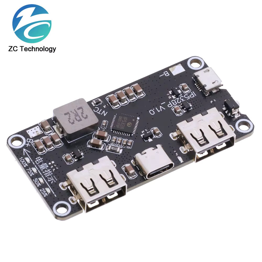 IP5328P Bidirektionales Schnelllade-Modul für mobile Motherboards, 3,7V Boost zu 5V/9V/12V, Schwarz - Bild 2