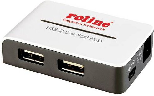 Roline USB-Hub mit 4 USB-A Ports, USB 2.0, 480 MBit/s, Weiß - Bild 1