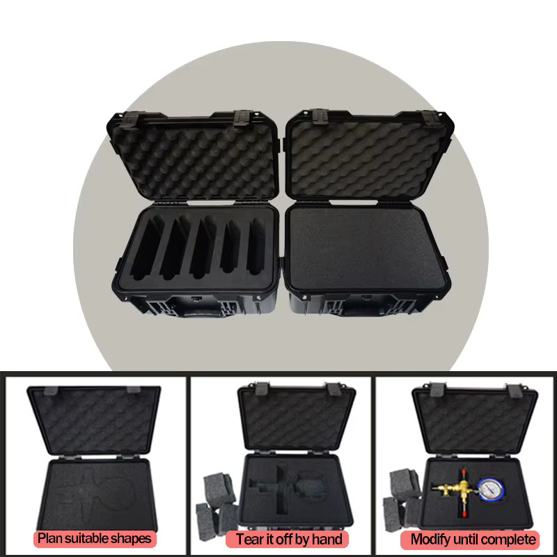 Wasserdichter Hartschalenkoffer in Schwarz als Werkzeugkoffer mit Schwamm zur Aufbewahrung von Präzisionsinstrumenten und Hardware - Bild 2