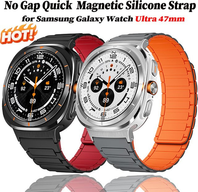 CHIICSMART Uhrenarmband Silikon, Magnet, Schwarz, Samsung Galaxy Watch Ultra 47mm - Bild 1