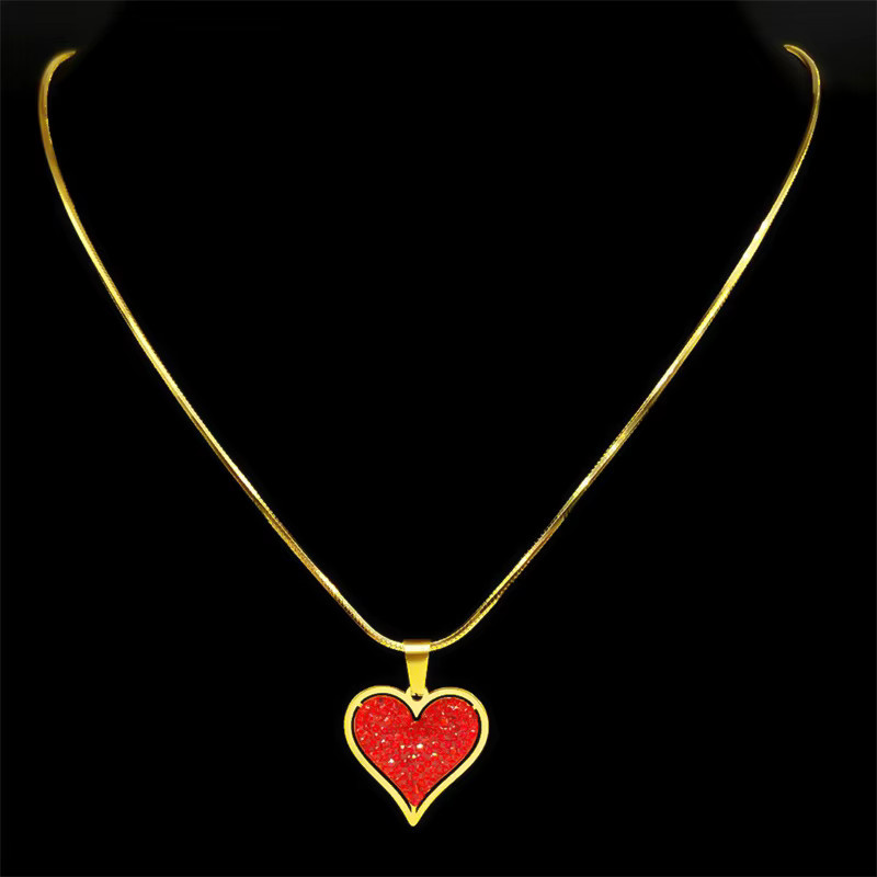 AFAWA Halskette, Herz, Kristall, Edelstahl, Gold, Damen - Bild 2
