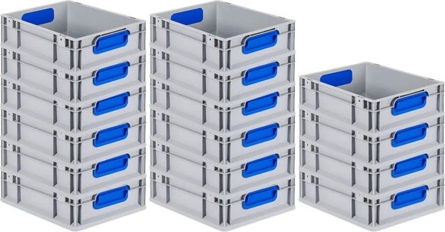 PROREGAL Spar Set 16x Eurobox Nextgen Color Transportboxen mit Griffen und glattem Boden, Farbe: Blau, H x B x T: 12 x 30 x 40 cm, 11 Liter - Bild 1