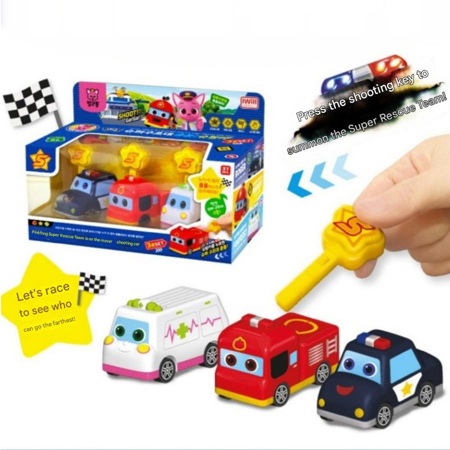 Pinkfong Super Rescue Shooting Car 3-teiliges Set Feuerwehrwagen Polizeifahrzeug Krankenwagen - Bild 3