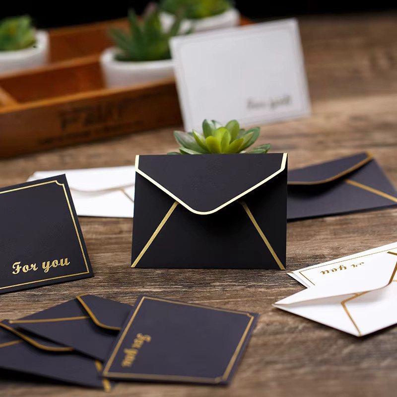 10 Mini-VIP-Umschläge aus Goldfolie und Papier für Mitgliedskarten und Grußkarten, B: 10,0 cm, H: 7,5 cm, Farben: Gold, Weiß, Schwarz - Bild 3