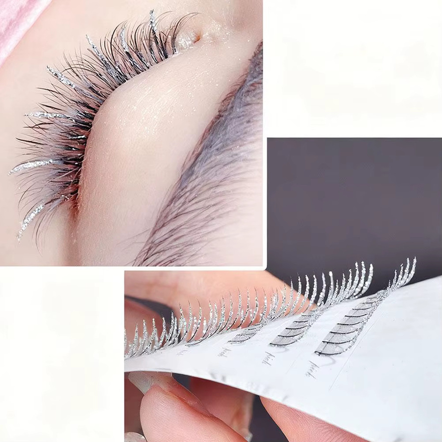 Glitzernde Einzelwimpern, Silver, Unisex - Bild 3