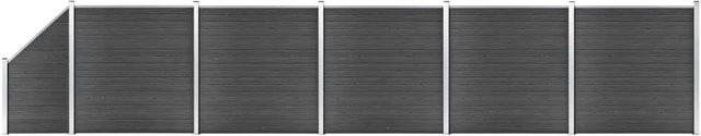 vidaXL Zaunelement Set WPC in Schwarz mit Aluminium und Stahl, Breite: 965 cm, Höhe: 105-186 cm - Bild 1
