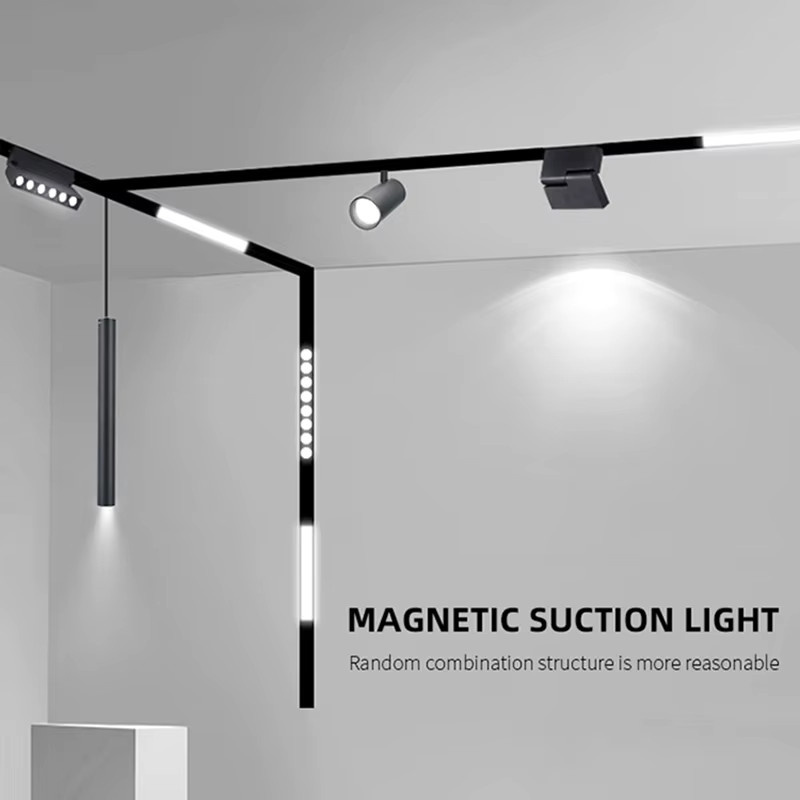 TRAZOS Magnetische Schienenbeleuchtung Schwarz, 48V LED Deckenlampe mit Fernbedienung und Dimmfunktion, Modernes Spotlight-Design aus Aluminium - Bild 3