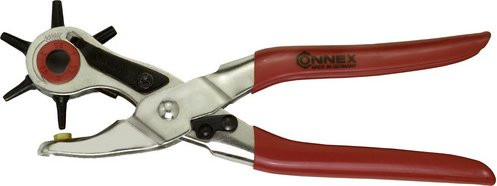 CONNEX Lochzange aus Stahl und Kunststoff in Silber und Rot, Länge: 22 cm - Bild 1
