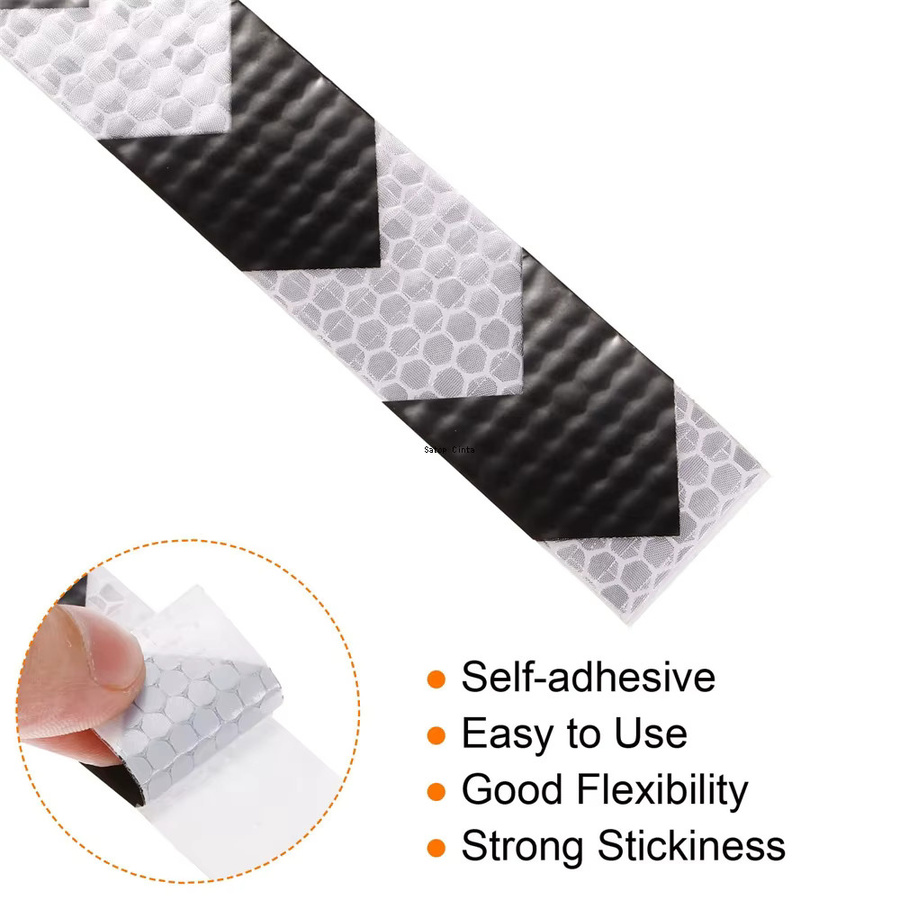 Satop Cinta Reflektierende Aufkleber Pfeil-Design Wasserdicht mit Klebstoff für Fahrrad und Auto, Weiß-Schwarz, Breite: 2,5 cm, Länge: 5 m - Bild 3