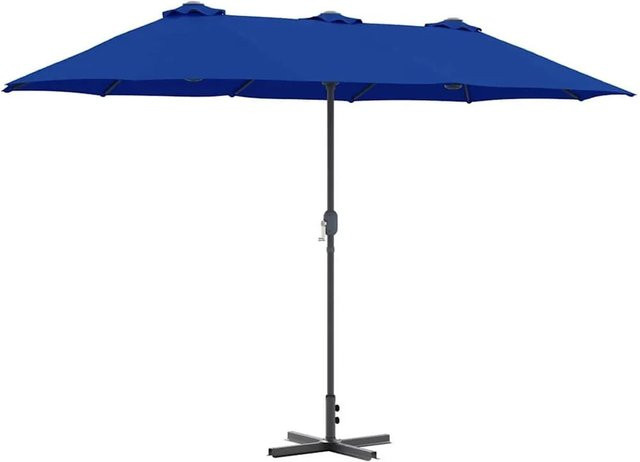 vidaXL Gartenparasol Blau aus Polyester und pulverbeschichtetem Stahl B: 370 cm, T: 197 cm, H: 239 cm - Bild 1