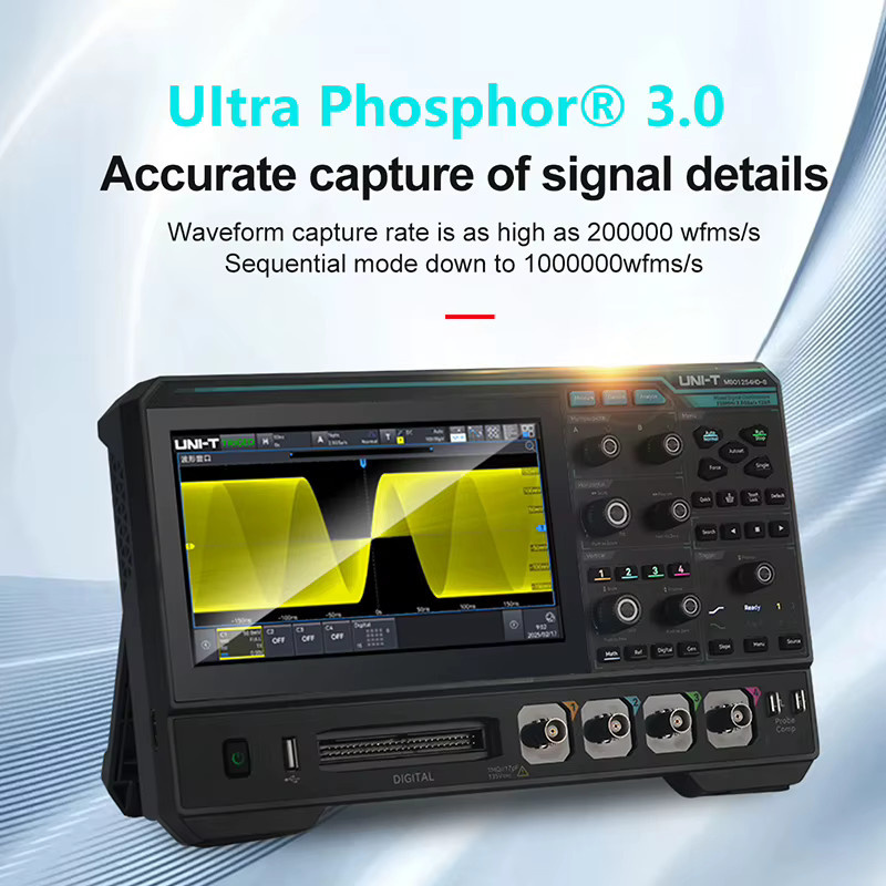 UNI-T MSO1154HD MSO1254HD 4-Kanal Digital-Oszilloskop mit 150MHz/250MHz, 2,5GSa/s und 12-Bit ADC, Spektrumanalysator in Schwarz - Bild 4