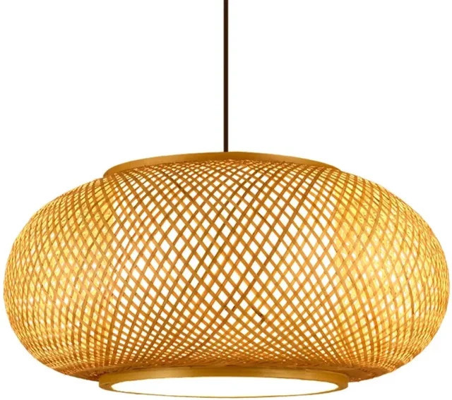 JOYINLED Pendelleuchte aus Bambus und Rattan in Braun im Boho-Stil mit E27 Fassung - Bild 1