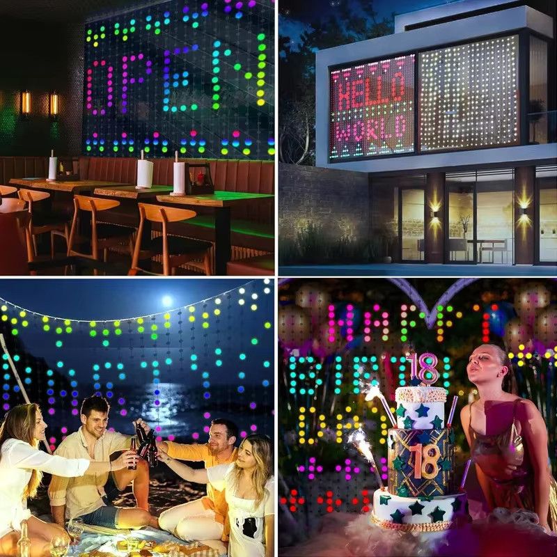 LINYILIGHT Intelligente RGB LED-Vorhanglichter mit App-Steuerung, wasserdichte DIY-Lichterkette mit USB-Anschluss für deine Party-Raumdekoration - Bild 4