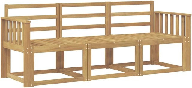 vidaXL Outdoor-Sofagarnitur 3-teilig aus Akazienholz in Weiß, B/T/H: 189,5 x 63 x 73 cm - Bild 1