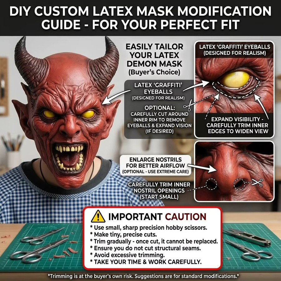 x-merry toy Dämonen-Teufelsmaske, Horror-Latex-Vollkopfmaske, Fantasy, Rot - Bild 5