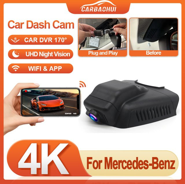 CARBAOHUI 4K UHD Wifi Dash Cam Auto DVR Kamera für Mercedes Benz C Klasse W203 W204, E Klasse W211 W212 und GLK X204, Schwarz - Bild 1