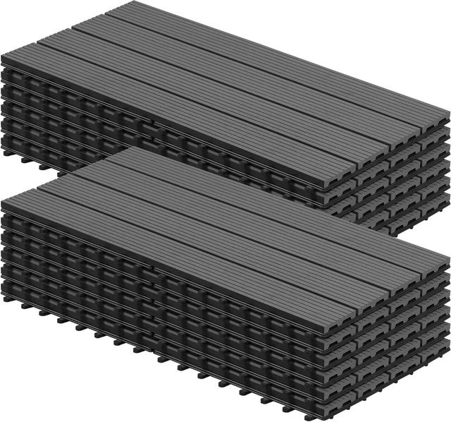 WOLTU WPC Terrassendielen Holz-Optik in Grau mit Click-System, 12 Stück für 2 m² - Bild 1