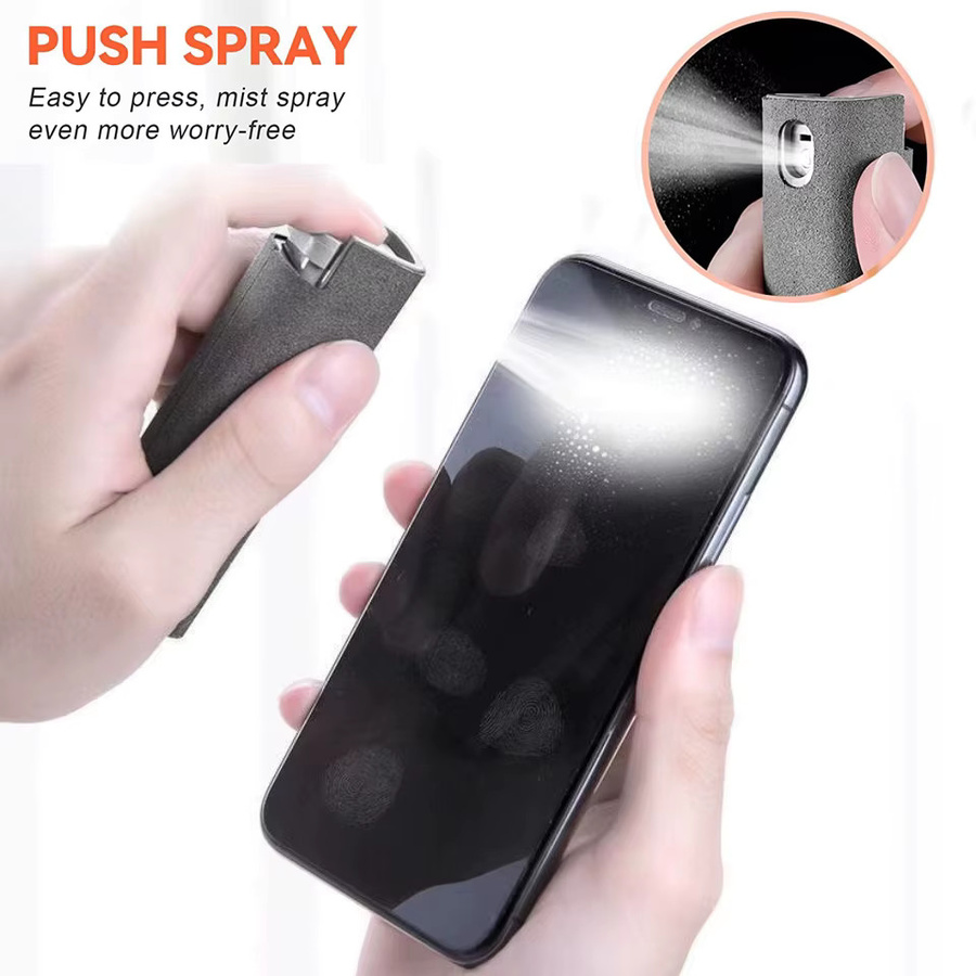 2-in-1 Handy-Bildschirmreiniger Set in Blau mit Sprühflasche und Mikrofasertuch zur Reinigung von iPhone, iPad, Computer und PC - Bild 2