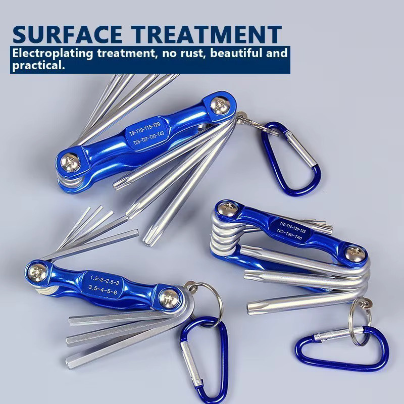 Realmote Metrisches Sechskantschlüssel-Set aus Metall in Blau mit Torx- und Inbusschlüsseln - Bild 2