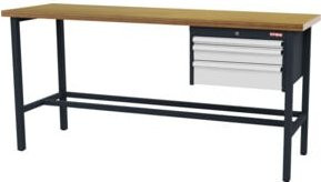 STIER Werkbank mit 3 Schubladen in Anthrazit und Weiß, B/T/H: 200 x 60 x 96 cm - Bild 1