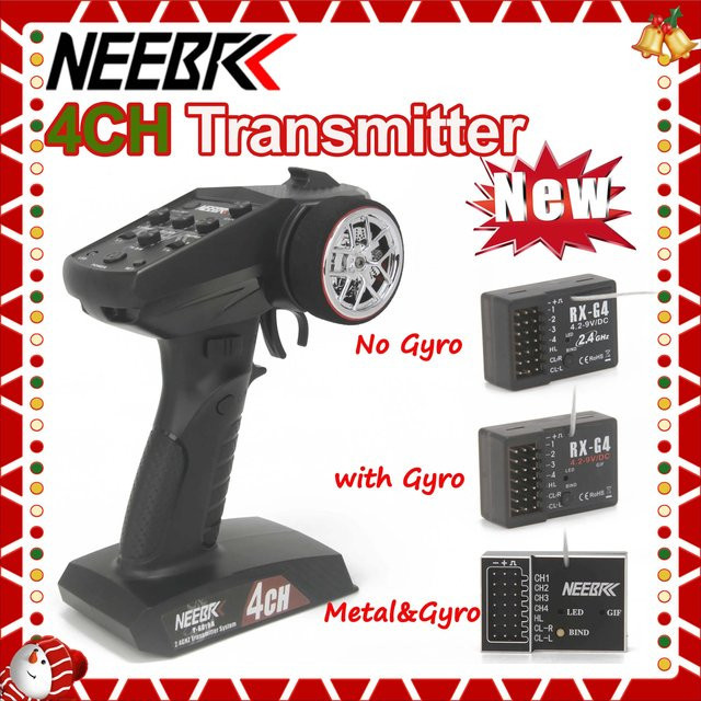 NEEBRC Fernsteuerung, 2,4G 4CH Sender-Funksystem, Lichtsteuerung, Metall-/Gyro-Empfänger - Bild 1