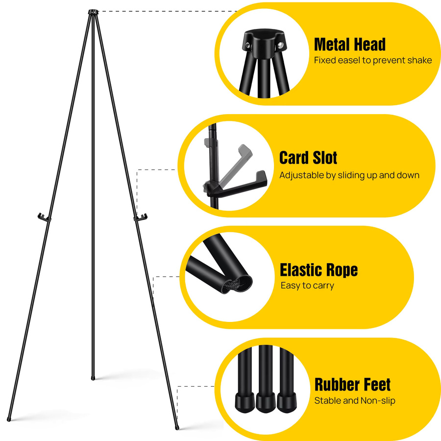 A+ Bodenstaffelei-Ständer aus Metall in Schwarz, höhenverstellbares Poster-Display für Hochzeiten und Partys, Höhe: 160 cm - Bild 2