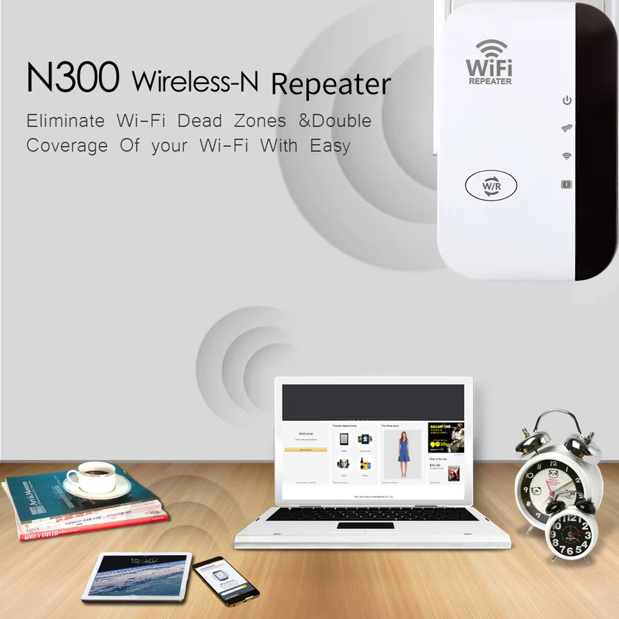 FENVI Wireless WiFi Repeater 300 Mbit/s 2,4 GHz Single-Band WLAN Verstärker in Weiß - Bild 3