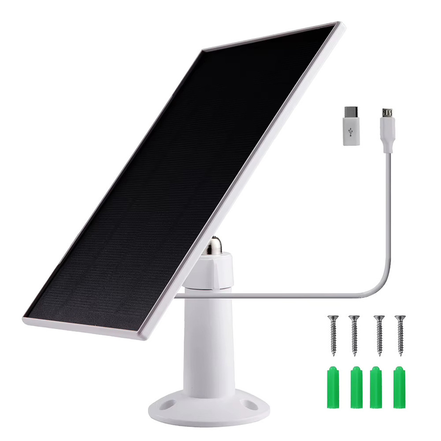 3W 6V Solar-Ladegerät mit Micro USB und Typ-C Anschluss, weißes Solarpanel mit 3 Meter Ladekabel für Ring, Eufy, Blink und Arlo Kameras - Bild 4