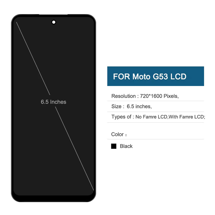 Motorola Moto G53 LCD Display mit Touchscreen Digitizer Montage und Rahmen in Schwarz, 6.5 Zoll - Bild 2