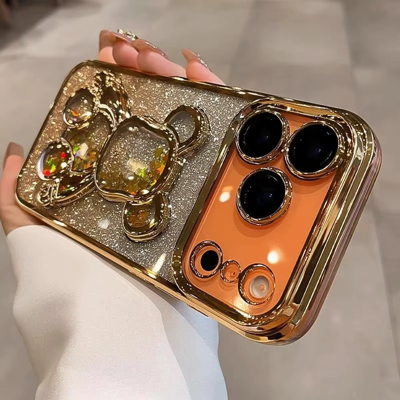 Bunte Handyhülle mit fließendem Sand und Bären-Design für iPhone 11 bis iPhone 17 Air Pro Max Plus in Orange und Multicolour - Bild 2
