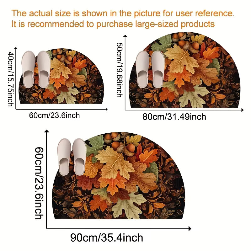 VIKAMA Halbkreis Bodenmatte mit Herbst-Ahornblatt-Design in Mehrfarbig, ideal für Eingang, Garten oder Küche - Bild 4