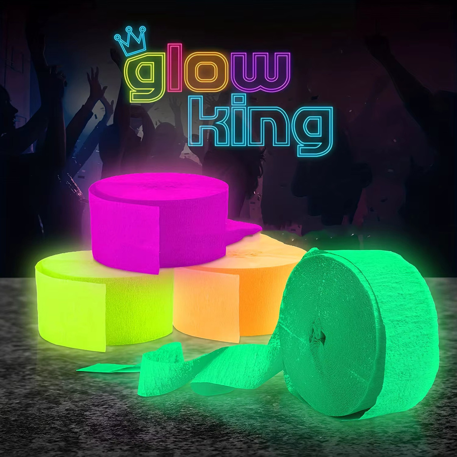 UV-Leuchtband Neon Party Sticker zum Selbermachen, 30 m Länge, Breite: 4 cm, Farben: Rot und Mehrfarbig, Leuchtendes Band für Hochzeit und Geburtstag unter Schwarzlicht - Bild 2