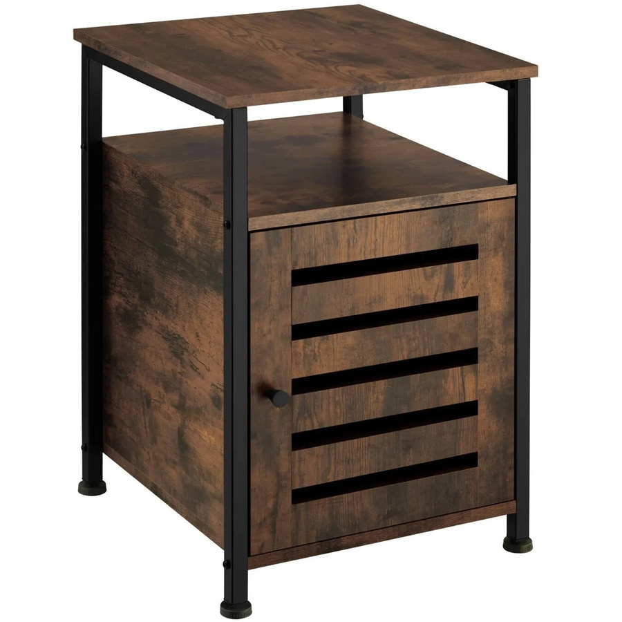 tectake Beistellschrank Industrial Style aus Holz und Stahl in Dunkelbraun, B/T/H: 40,5 x 40,5 x 60,5 cm - Bild 3