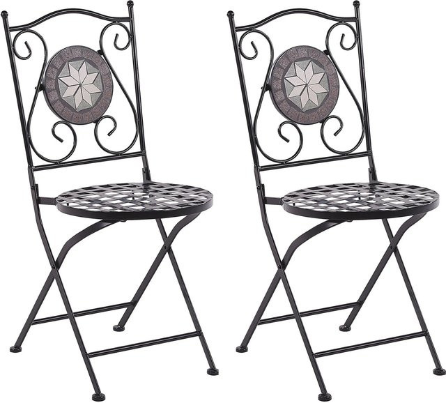 Beliani Gartenstuhl aus Metall in Schwarz im Retro-Design, B/T/H: 45 x 38 x 89 cm - Bild 1