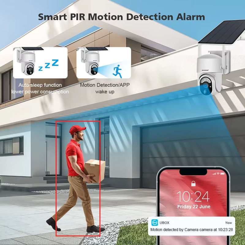 BOAVISION 5MP PTZ Outdoor Überwachungskamera mit Solarpanel, WiFi oder 4G SIM-Karte, PIR-Bewegungserkennung und 2-Wege-Audio in Weiß - Bild 2