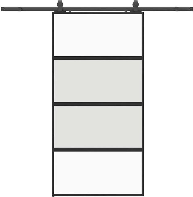 vidaXL Schiebetür aus Hartglas in Schwarz mit Beschlag, B/H: 102,5 x 205 cm - Bild 1