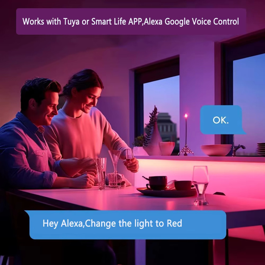 CENFAYA WiFi Runde RGB LED Unterbauleuchte, Dimmbare Smart Möbelbeleuchtung mit Tuya App und Google Assistant Steuerung, Multicolour - Bild 2