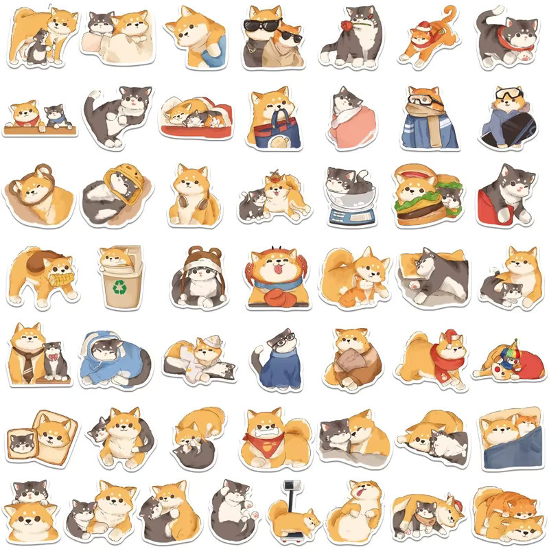50-teiliges Shiba Inu Akita Aufkleber-Set in Multicolour für Laptop, Planer und Scrapbook-DIY-Dekoration - Bild 2