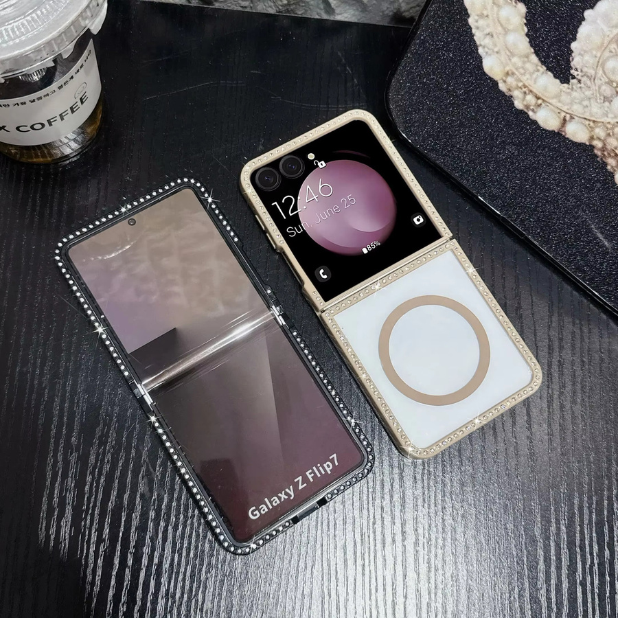 Glitzer Handyhülle mit Diamant-Effekt und Magnetfunktion für Samsung Galaxy Z Flip 6 in Pink - Bild 4