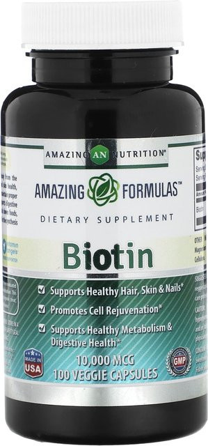 Amazing Nutrition Biotin, 10.000 mcg, 100 vegetarische Kapseln - Bild 1